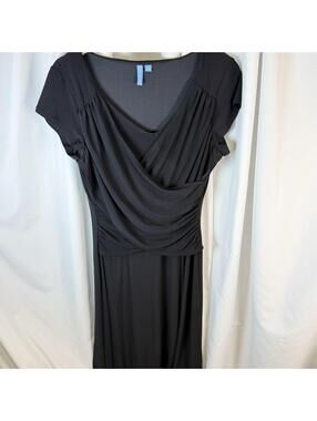 B-Slim Black Empire Waist Stretch Dress Fitted Waist Line Wrap Large Classic